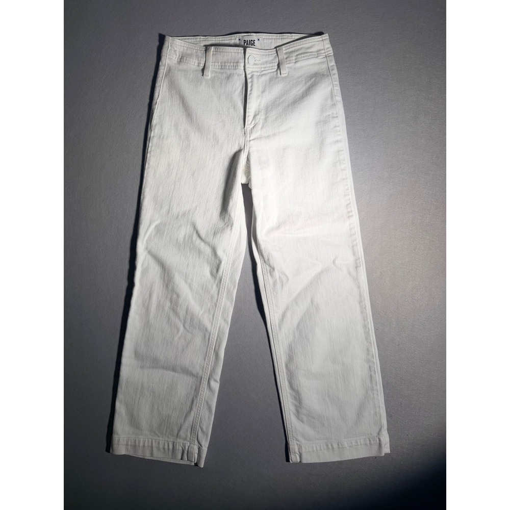 PAIGE Wide Leg Jeans Womens 25 White High Rise Stretch Denim Pants